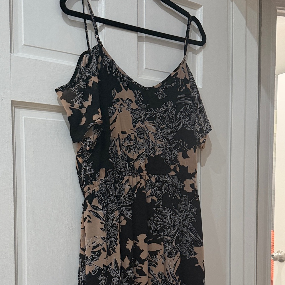 Black & Tan Floral Slip Dress